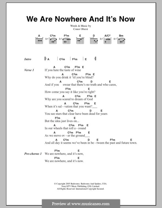 We are Nowhere and It's Now (Bright Eyes): Texte und Akkorde by Conor Oberst