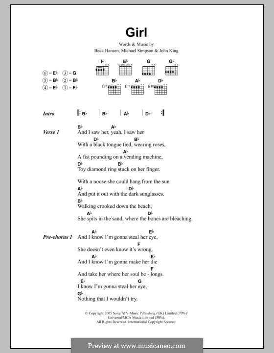 Girl (Beck) von B. Hansen, J. King, M. Simpson Noten auf MusicaNeo