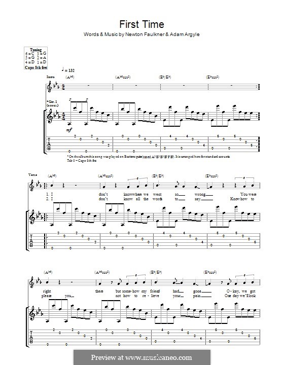 First Time: Für Gitarre mit Tabulatur by Adam Argyle, Newton Faulkner