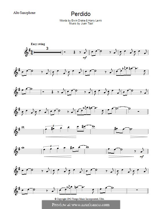 Perdido (Duke Ellington): Für Altsaxophon by Juan Tizol