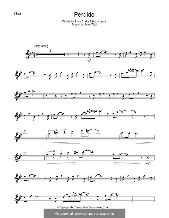 Perdido (Duke Ellington): Für Flöte by Juan Tizol
