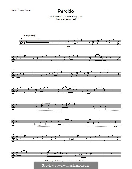 Perdido (Duke Ellington): Für Tenorsaxophon by Juan Tizol