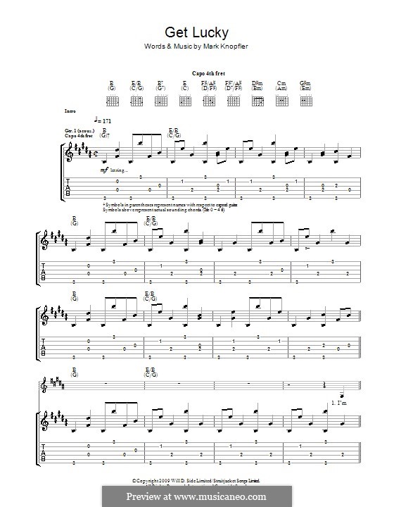 Get Lucky: Für Gitarre mit Tabulatur by Mark Knopfler
