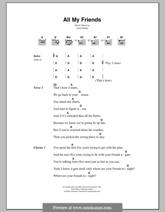 All My Friends (LCD Soundsystem): Texte und Akkorde by James Murphy