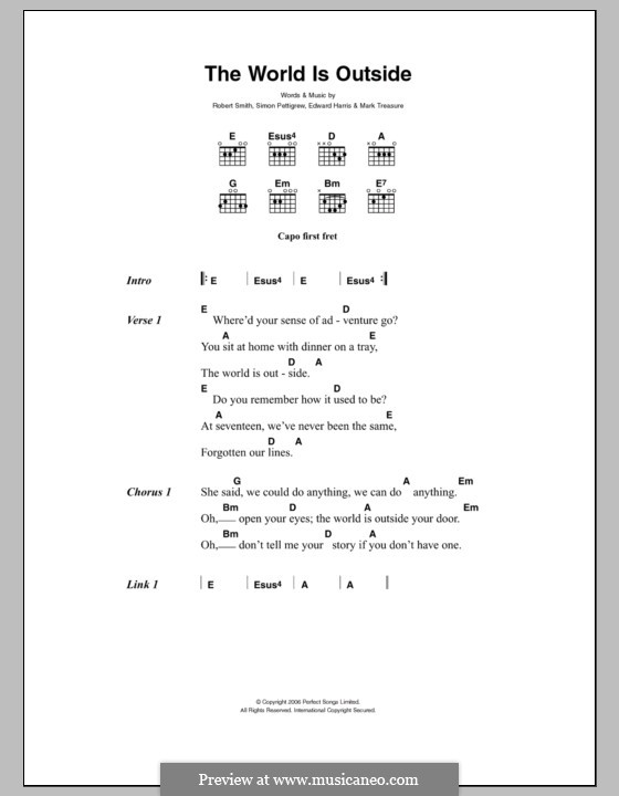 The World Is Outside (Ghosts): Text und Akkorde by Edward Harris, Mark Treasure, Robert Gary Smith, Simon Pettigrew