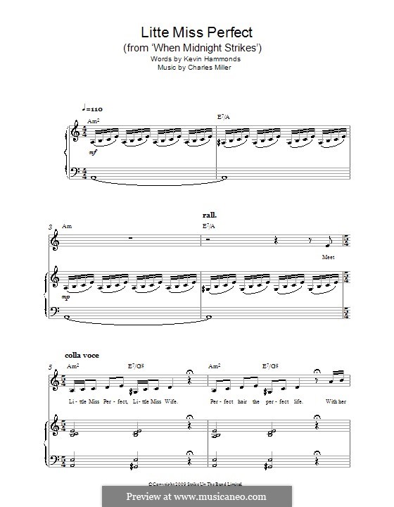 Little Miss Perfect (from When Midnight Strikes): Für Stimme und Klavier (oder Gitarre) by Charles Miller