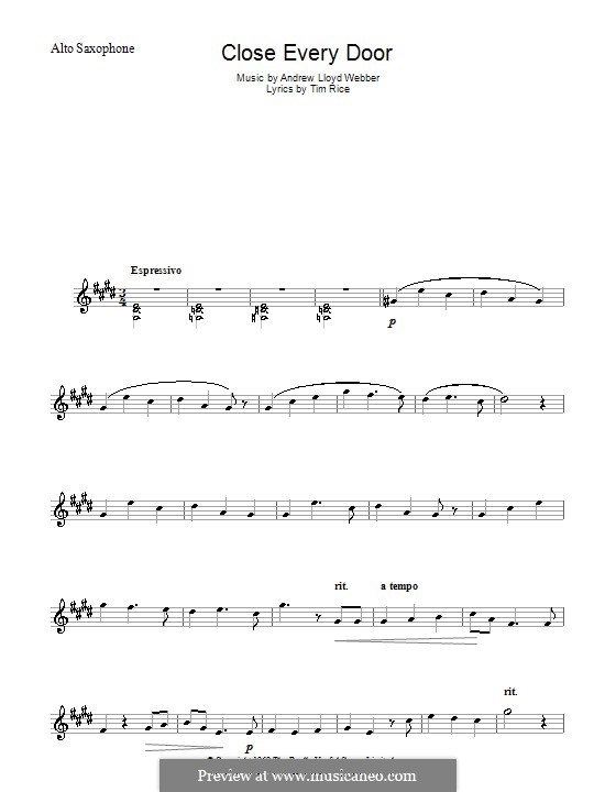 Close Every Door: Für Altsaxophon by Andrew Lloyd Webber