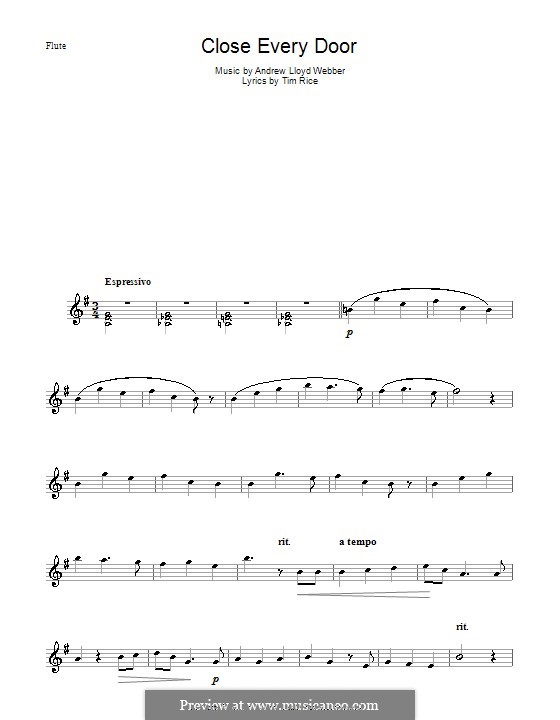 Close Every Door: Für Flöte by Andrew Lloyd Webber