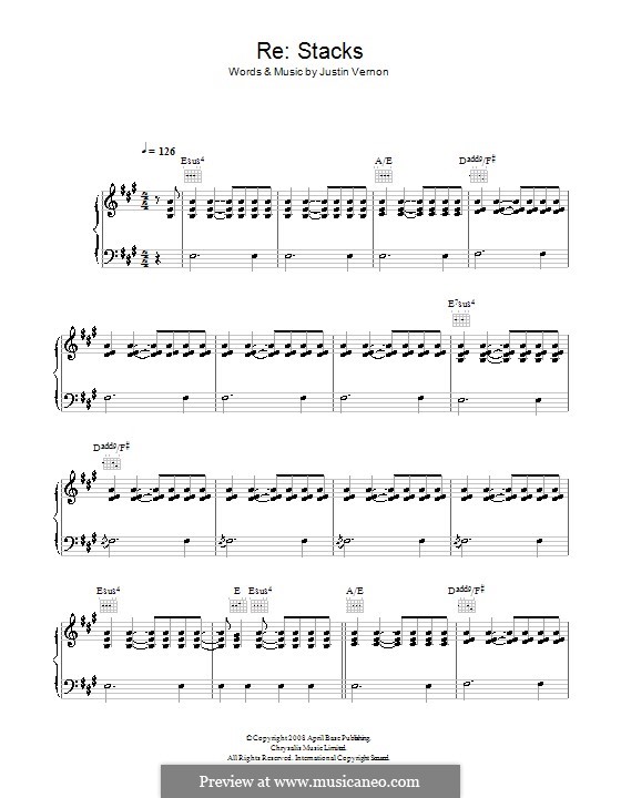 Re: Stacks (Bon Iver): Für Stimme und Klavier (oder Gitarre) by Justin Vernon