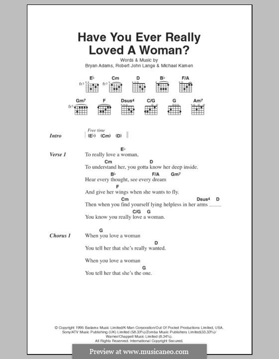 Have You Ever Really Loved a Woman (Un regalo que te dio la vida): Text und Akkorde by Michael Kamen