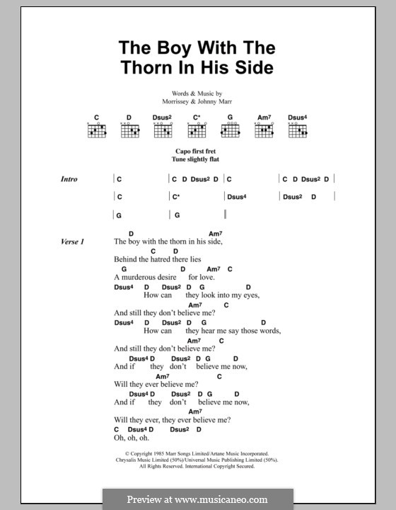 The Boy with the Thorn in His Side: Text und Akkorde by Morrissey, Johnny Marr