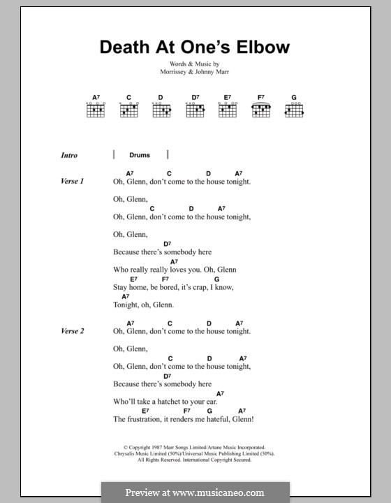 Death at One's Elbow (The Smiths): Text und Akkorde by Morrissey, Johnny Marr
