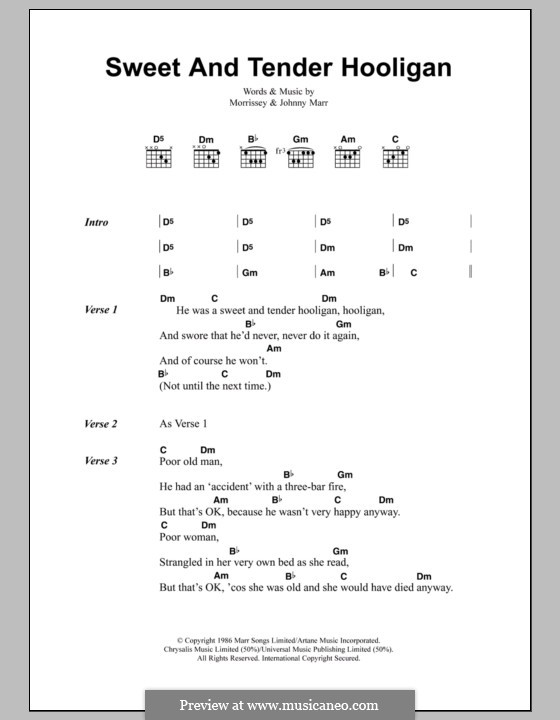 Sweet and Tender Hooligan (The Smiths): Text und Akkorde by Morrissey, Johnny Marr