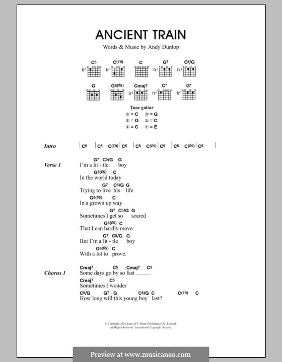 Ancient Train (Travis): Text und Akkorde by Andrew Dunlop