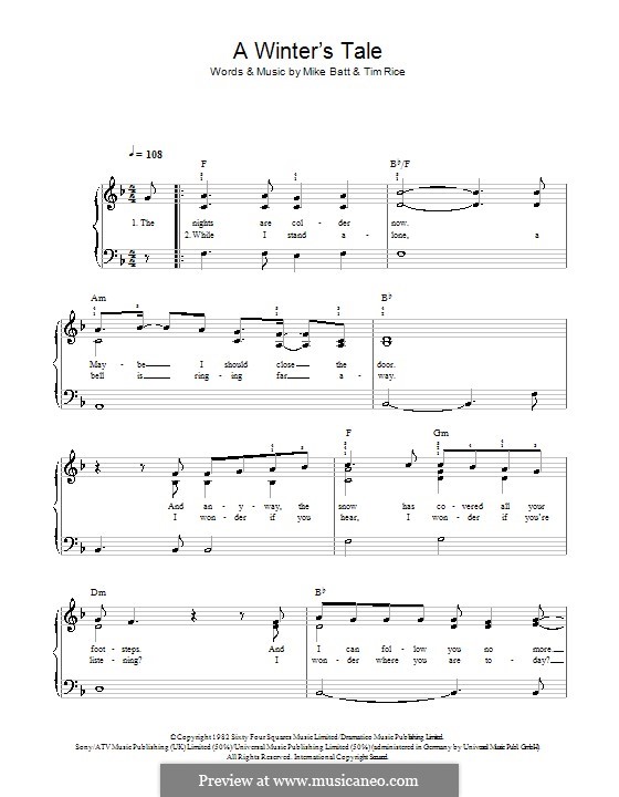 A Winter's Tale (David Essex): Für Klavier, leicht by Mike Batt