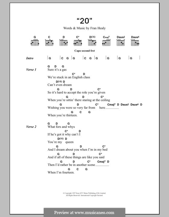 20 (Travis): Text und Akkorde by Fran Healy