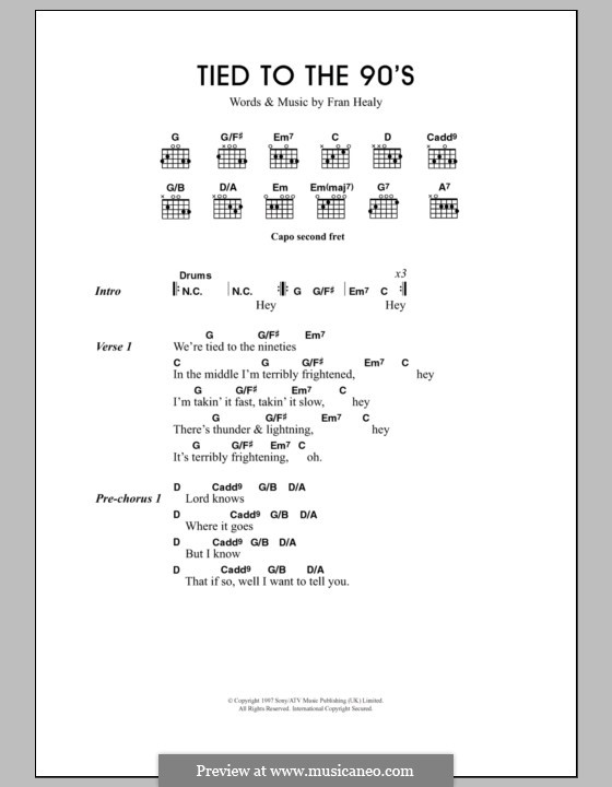 Tied to the 90s (Travis): Text und Akkorde by Fran Healy