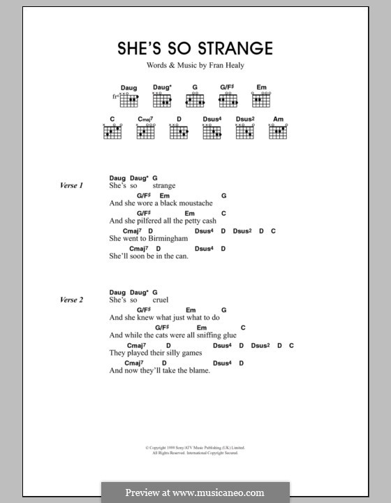 She's So Strange (Travis): Text und Akkorde by Fran Healy