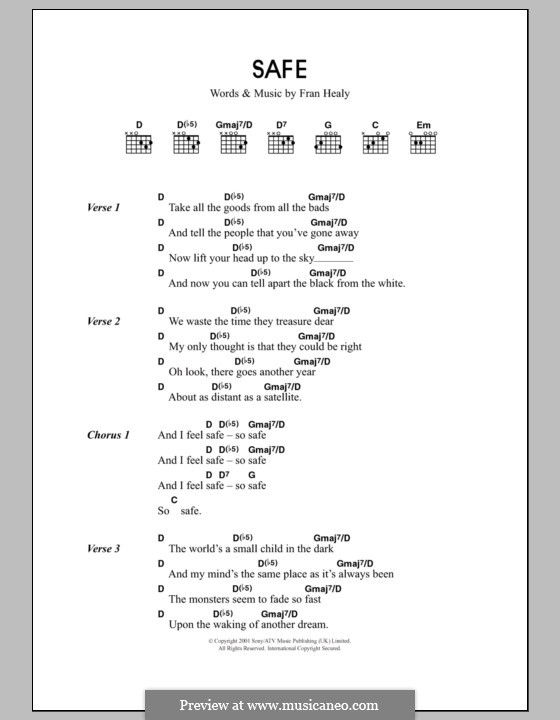 Safe (Travis): Text und Akkorde by Fran Healy