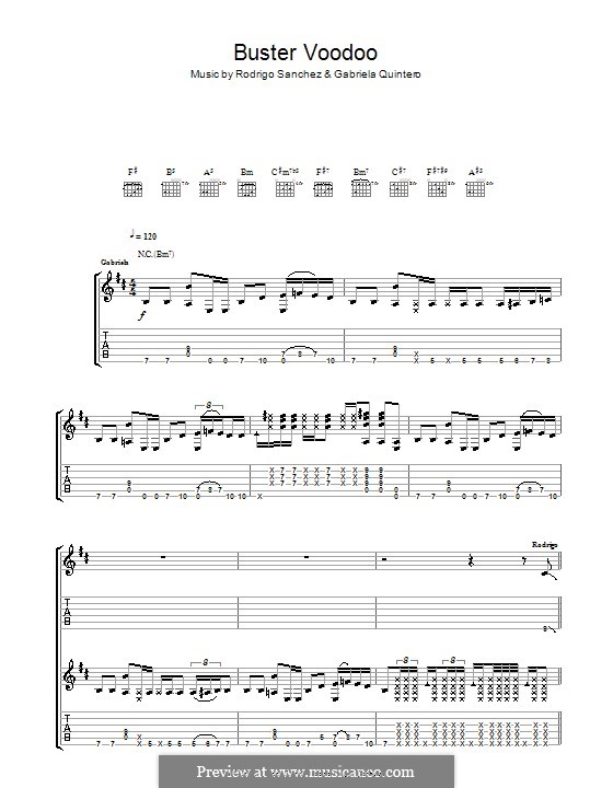Buster Voodoo: Für Gitarre mit Tab by Gabriela Quintero, Rodrigo Sánchez