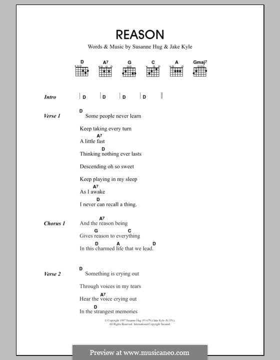 Reason (Travis): Text und Akkorde by Jake Kyle, Susanne Hug