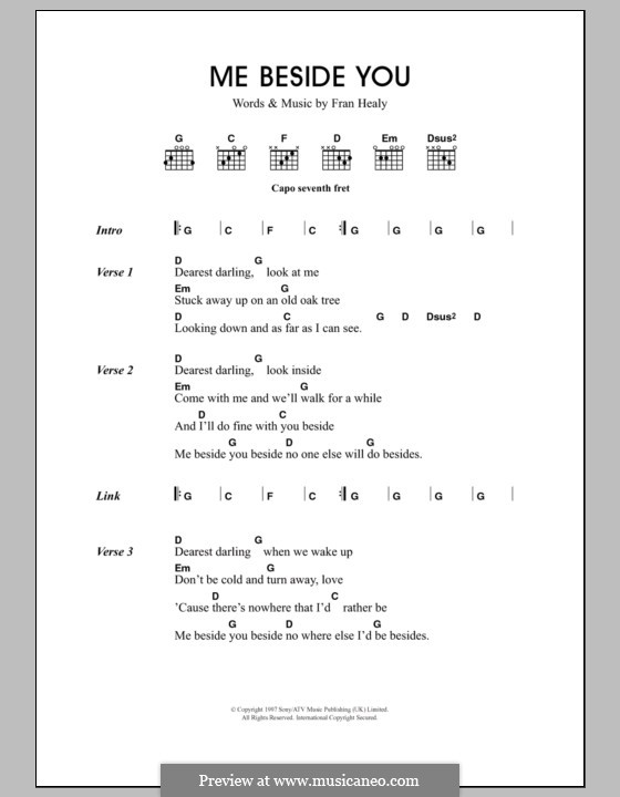 Me Beside You (Travis): Text und Akkorde by Fran Healy