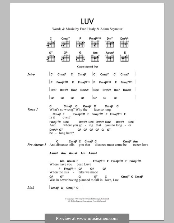 Luv (Travis): Text und Akkorde by Adam Seymour, Fran Healy