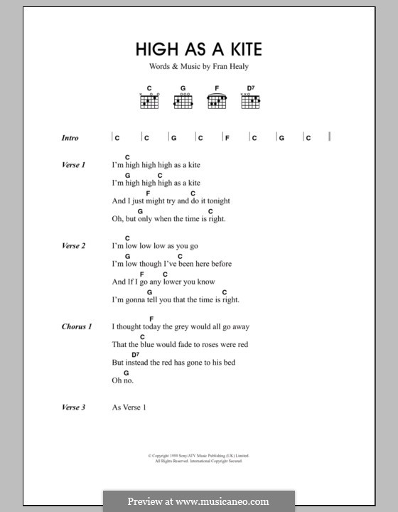 High as a Kite (Travis): Text und Akkorde by Fran Healy