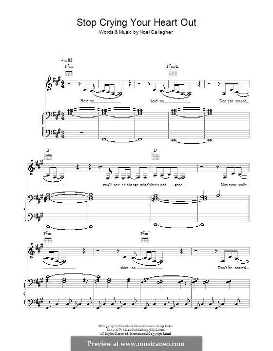 Stop Crying Your Heart Out (Oasis): Für Stimme und Klavier (oder Gitarre) by Noel Gallagher