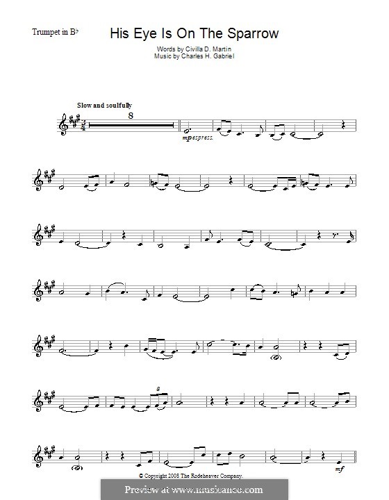 His Eye Is on the Sparrow (Ethel Waters): Für Trompete by Charles Hutchinson Gabriel