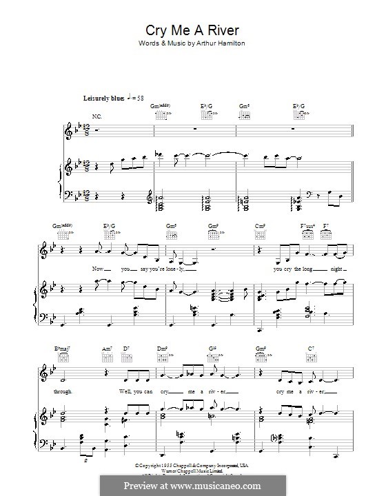 Cry Me a River: Für Stimme mit Klavier oder Gitarre (Susan Boyle) by Arthur Hamilton