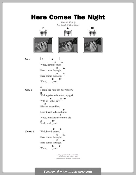 Here Comes the Night (Them): Texte und Akkorde by Bert Russell