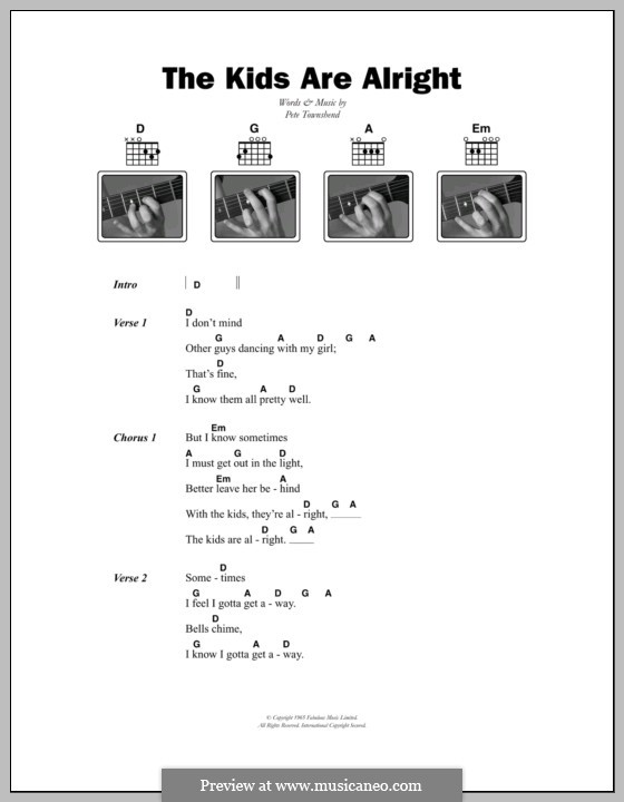 The Kids are Alright (The Who): Text und Akkorde by Peter Townshend