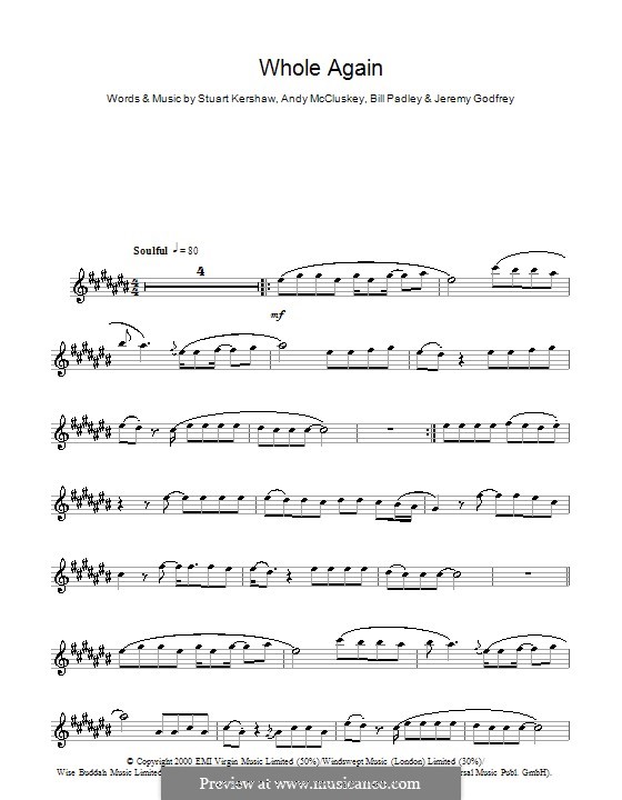 Whole Again (Atomic Kitten): Für Altsaxophon by Andy McCluskey, Bill Padley, Jeremy Godfrey, Stuart Kershaw