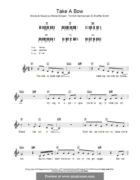 Take a Bow (Rihanna): Für Keyboard by Mikkel Storleer Eriksen, Ne-Yo, Tor Erik Hermansen
