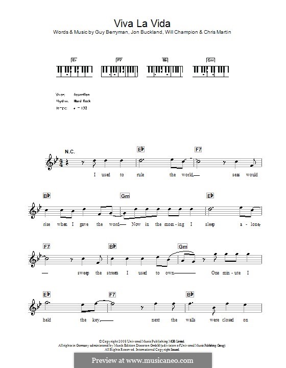 Instrumental version: Für Keyboard by Chris Martin, Guy Berryman, Jonny Buckland, Will Champion
