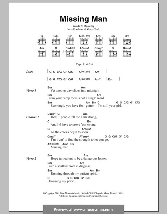 Missing Man: Text und Akkorde by Gary Clark, Julia Fordham