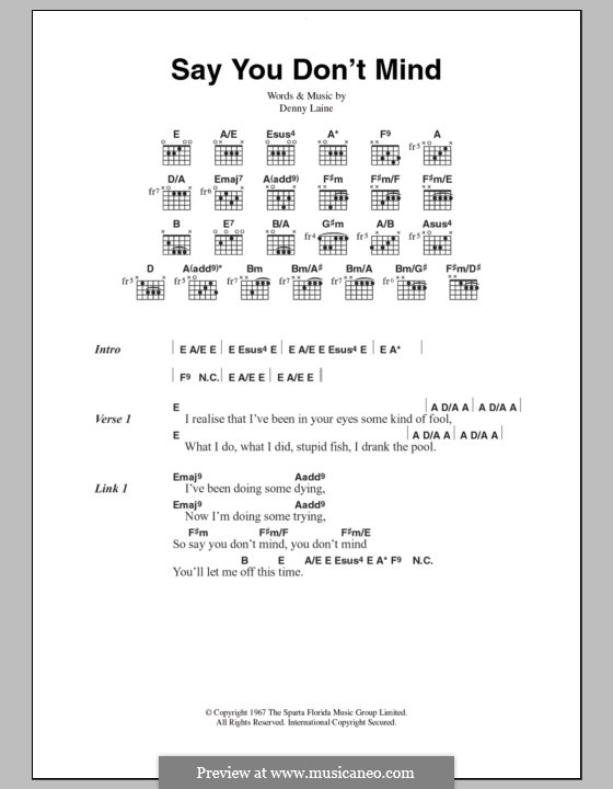Say You Don't Mind (Colin Blunstone): Text und Akkorde by Denny Laine