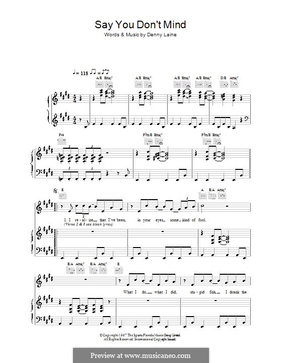 Say You Don't Mind (Colin Blunstone): Für Stimme und Klavier (oder Gitarre) by Denny Laine
