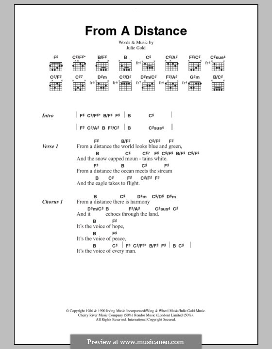 From a Distance: Lyrics and chords (Nanci Griffith) by Julie Gold