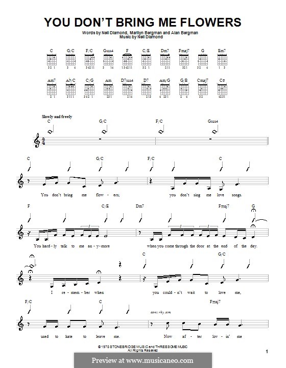 You Don't Bring Me Flowers: Für Gitarre (mit Schlagmuster) by Neil Diamond