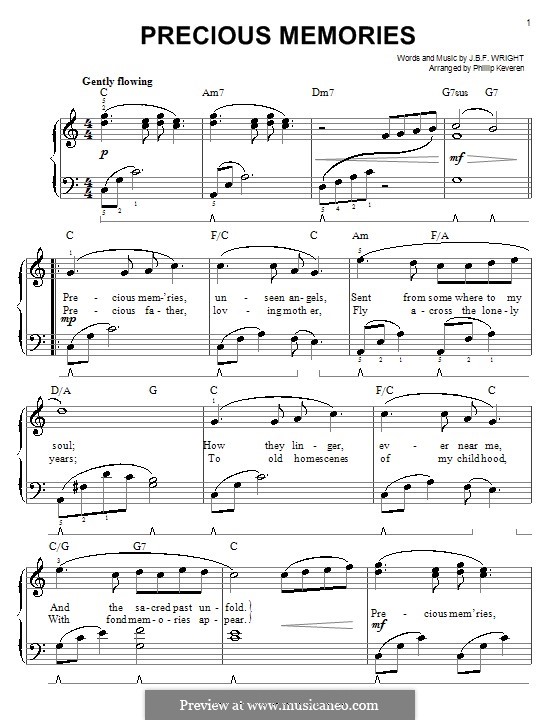 Precious Memories: Einfache Noten für Klavier by J. B. F. Wright
