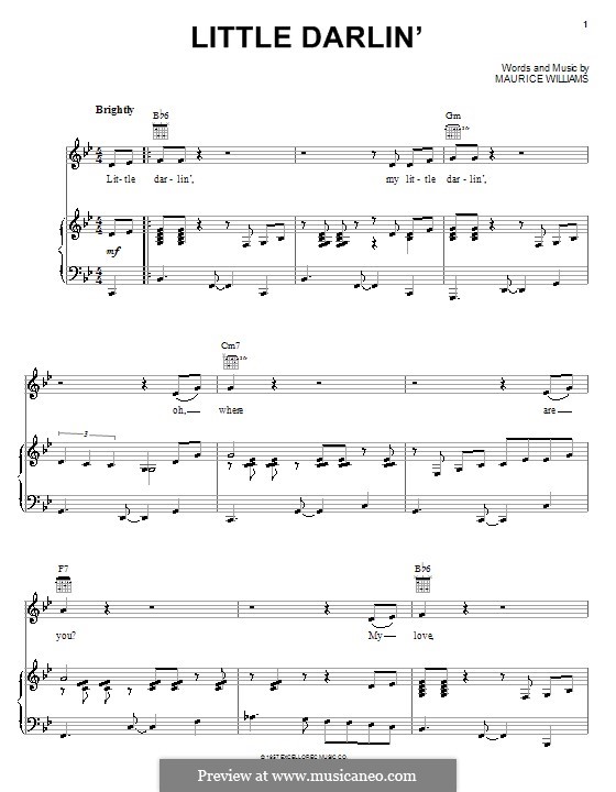 Little Darlin' (The Diamonds): Für Stimme und Klavier (oder Gitarre) by Maurice Williams