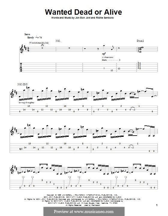 Wanted Dead or Alive (Bon Jovi): Für Gitarre by Jon Bon Jovi, Richie Sambora