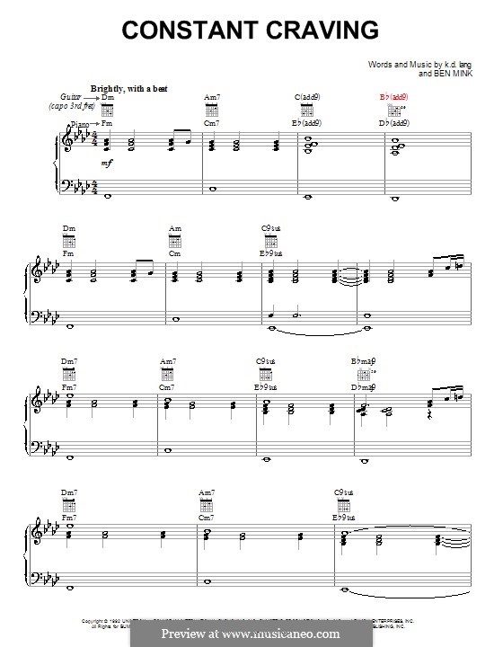 Constant Craving: Für Stimme und Klavier (oder Gitarre) by Ben Mink, k.d. lang