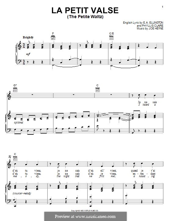 The Petite Waltz: Für Stimme und Klavier (oder Gitarre) by E. A. Ellington, Joe Heyne, Phyllis Claire