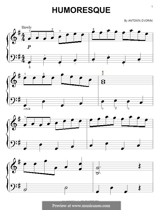 No.7 in G Flat Major (Printable scores): Version in G Major by Antonín Dvořák