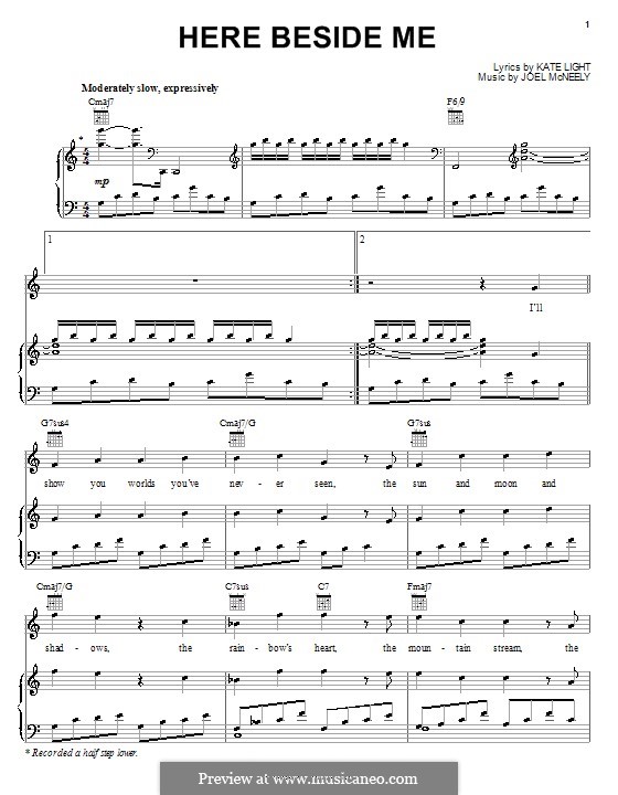 Here Beside Me (from Mulan 2): Für Stimme und Klavier (oder Gitarre) by Joel McNeely