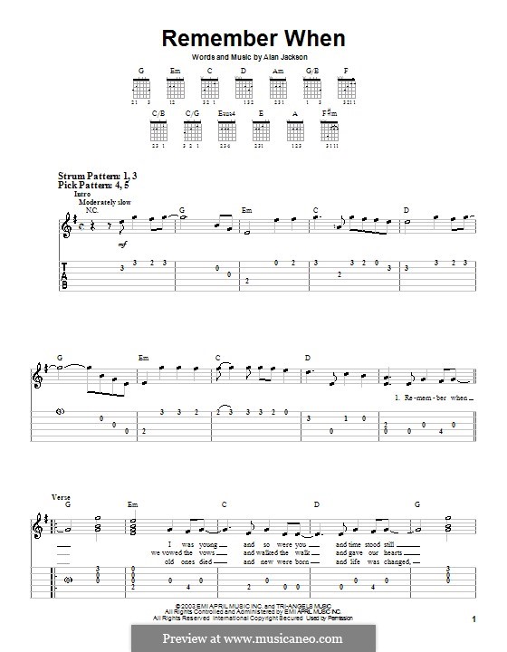 Remember When: Für Gitarre (Sehr leichte Fassung) by Alan Jackson