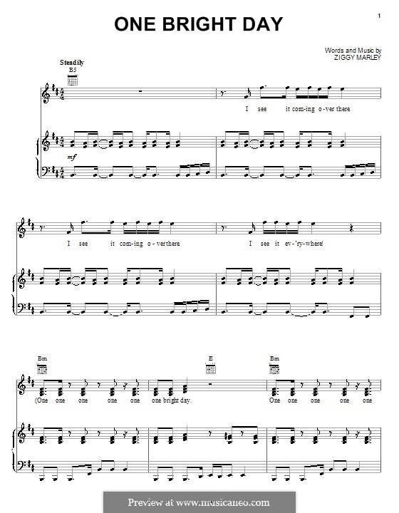 One Bright Day: Für Stimme und Klavier (oder Gitarre) by Ziggy Marley